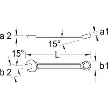 Kľúč kombinovaný Gedore 6101190 hĺbka 115 mm výška 60 mm hmotnosť 392 g
