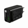 Nabíjačka CANYON OnCharge 65RC s integrovaným USB-C káblom, 65 W, 1x PD, 1x QC, EU zástrčka, čierna