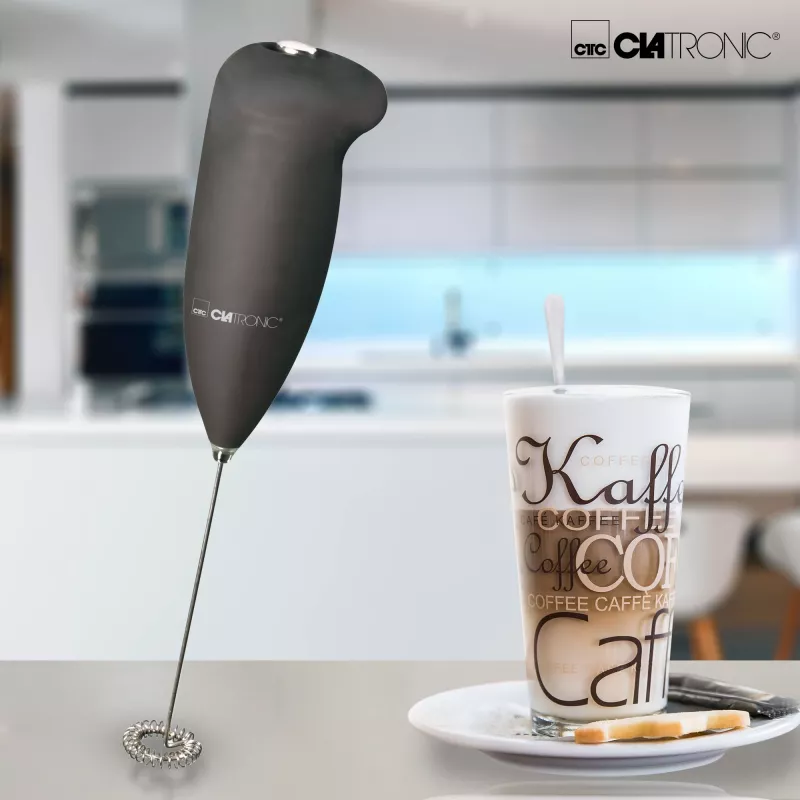 Clatronic MS 3089 Napeňovač mlieka na batérie, čierny/nehrdzavejúca oceľ