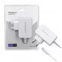Qoltec 51039 napájací adaptér 65 W USB-C PD, 5–20,3 V, 2–3,25 A, vstavaný kábel USB-C, biely