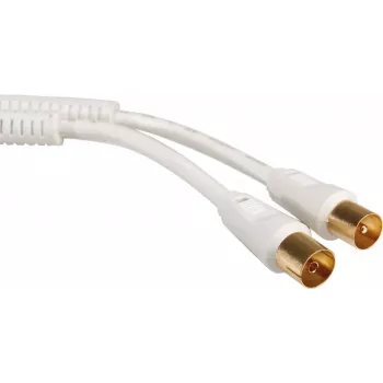 - anténny kábel - IEC konektor samec na IEC konektor samica - 1 m - tienený - 100 dB - biely