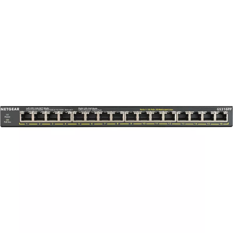 NETGEAR GS316PP neřízený Gigabit Ethernet (10/100/1000) Power over Ethernet (PoE) čierny