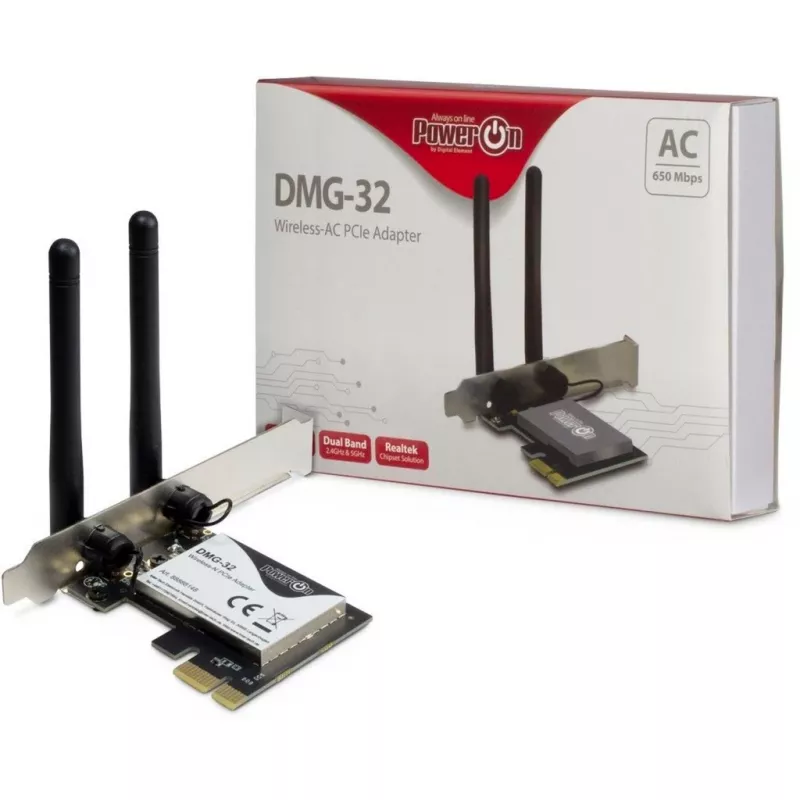 Inter-Tech DMG-32 - interná - bezdrôtová - PCI Express - Wi-Fi - 650 Mbit/s - čierna - strieborná (88888148)