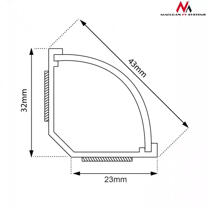 Maclean MCTV-575 podlahový kryt na káble, 1,5 m, 43 x 23 mm, výška 23–32 mm, biely, s lepiacou páskou