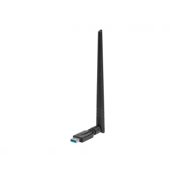 Lanberg NC-1200-WIE AC1200 dvojpásmový USB 3.0 WiFi adaptér, 1 vonkajšia + 1 vnútorná anténa, čierny