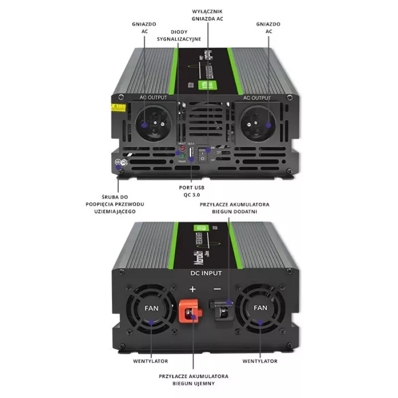 Qoltec Monolith napájací adaptér/menič auto 4000 W čierny