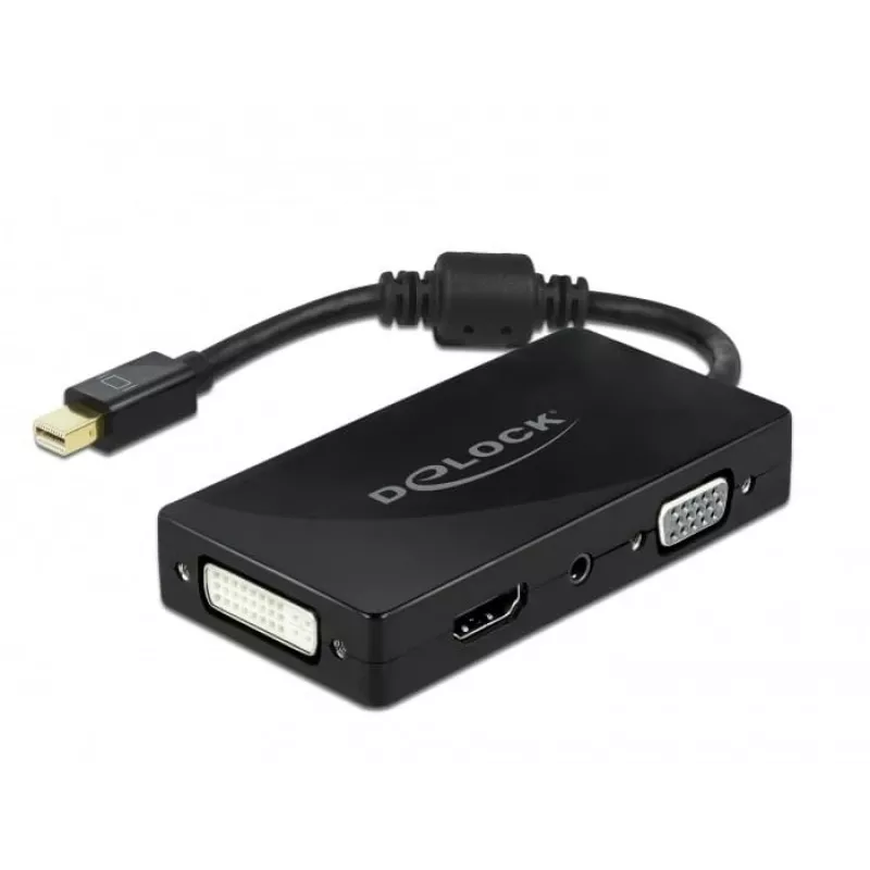 DeLOCK Mini DisplayPort 1.2 na VGA HDMI DVI Audio 4K pasívny čierny