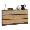 Komoda Top e Shop M6 140 ANT/ART, 6 zásuviek, antracit dub, 1380×750×400 mm