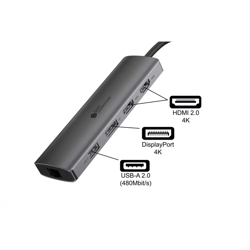 Alcasa HUB-C001A rozbočovač USB Type-C 5000 Mbit/s antracit