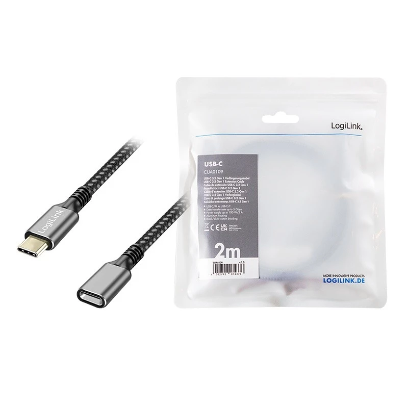 USB 3.2 Gen1 Type-C na USB-C/F, PD, 2m