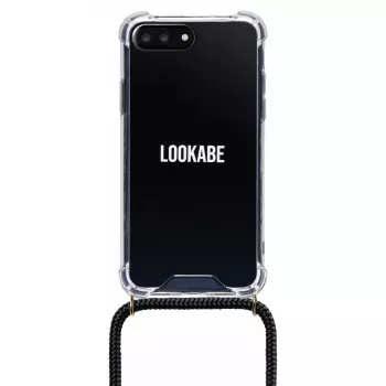 Obal na telefón na krk Lookabe pre iPhone 7/8 Plus — zlatý reťaz, čierne puzdro