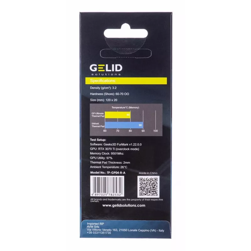 Tepelná podložka Gelid TP-GP04-R-A 120×20×0,5 mm, hustota 3,2 g/cm³, sivá