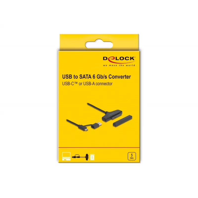 DeLOCK USB na SATA konvertor 6 Gb/s USB Type-C Type-A 0,3 m