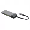 USB‑Type‑C hub Green Cell HUBGC01 — 7 portov: 3×USB‑A 3.2 Gen 1, 1×USB‑C 3.2 Gen 1, HDMI, microSD+SD čítačka kariet — strieborný