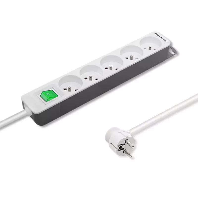 Qoltec 50290 rozbočovač 1,8 m 5 AC zásuviek interiér biely