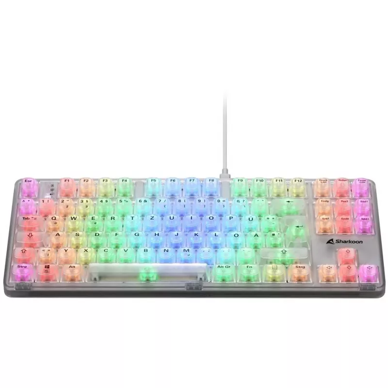 Crystal Shark, herná klávesnica biela, DE-layout, KTT