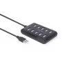 USB hub Gembird UHB-U2P10P-01 — 10-portový USB 2.0 hub