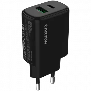 CANYON nabíjačka OnCharge 250 25W 1xPD 1xQC EU čierna