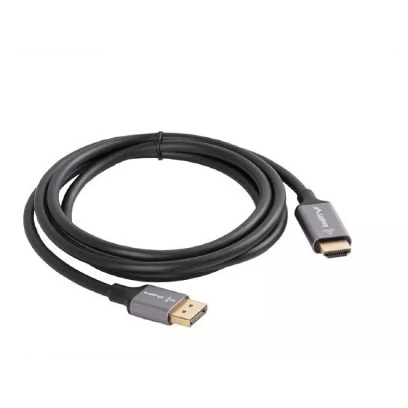 Lanberg CA-DPHD-20CU-0018-BK video káblový adaptér 1,8 m DisplayPort HDMI typ A (štandard) čierny, strieborný