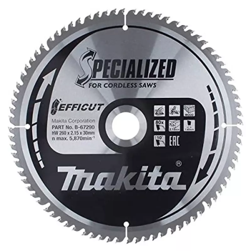 T.C.T. pílový kotúč 260X2.15X30mm 10° T80 EFFICUT
