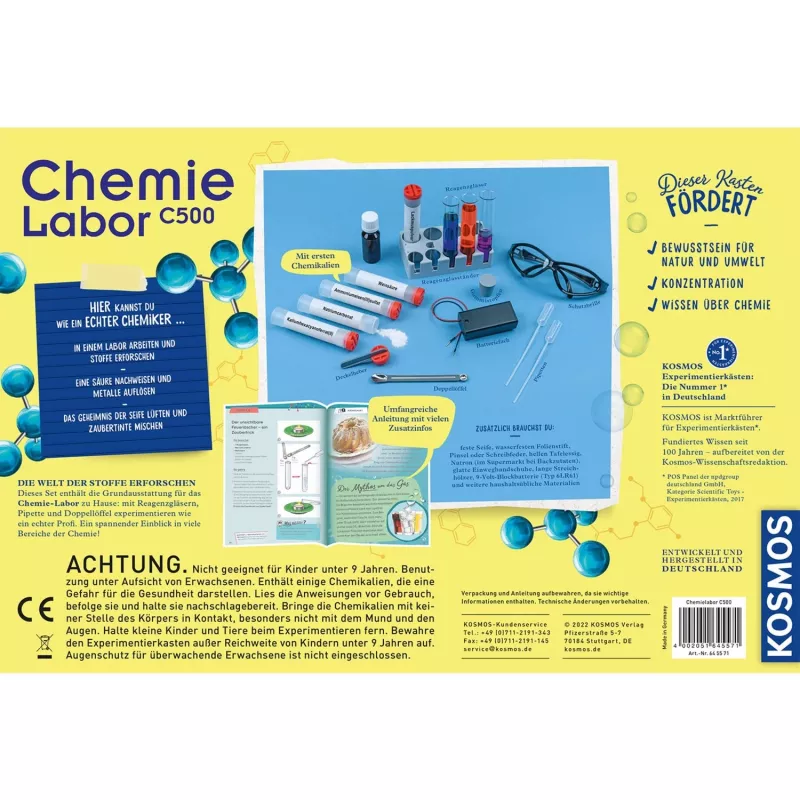 Kosmos Chemie labor C 500, experimentálna súprava, chémia, 9 rokov, viacfarebná