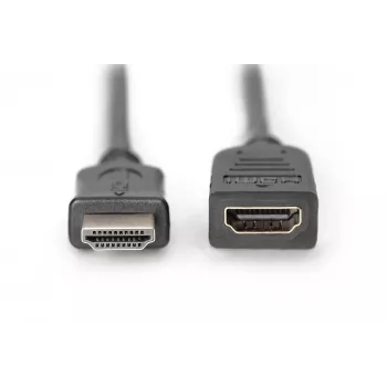 Digitus ASSMANN HDMI High Speed - HDMI s Ethernetom predlžovací kábel - HDMI (F) na HDMI (M) - 5 m - trojitá izolácia - čierny (AK-330201-050-S)