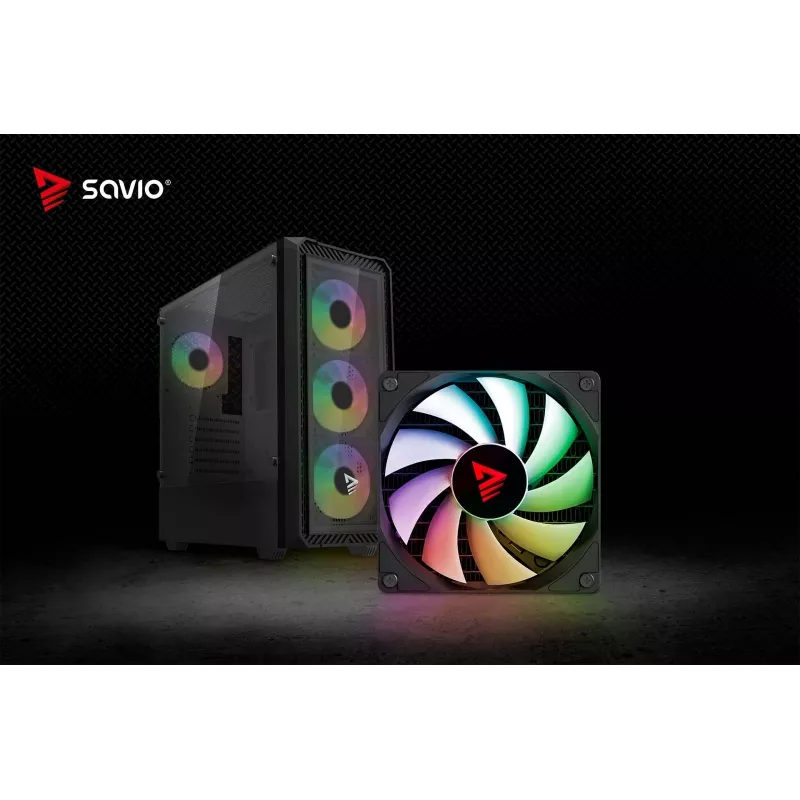 Savio Noctis Glass RGB Cube počítačová skriňa, ATX/Micro-ATX/Mini-ITX, predná strana z tvrdeného skla, RGB ventilátory, čierna