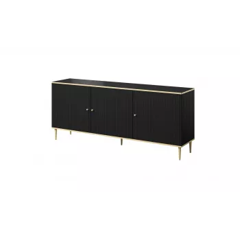 GLAMOUR komoda 180x40x75,5 cm, čierna matná + zlatá