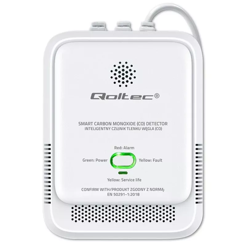 CO detektor QOLTEC 52576 – senzor oxidu uhoľnatého, 85 dB alarm