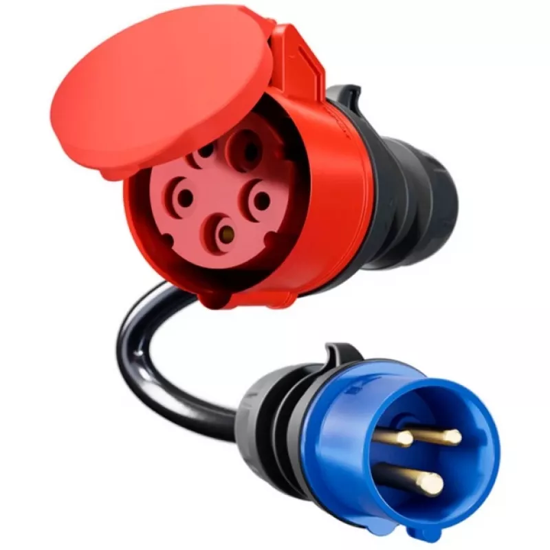 go-e CH-04-31 adaptér pre Gemini flex 11 kW, CEE červený 16 A trojfázový na CEE modrý 16 A, IP55, 0,3 m, čierny