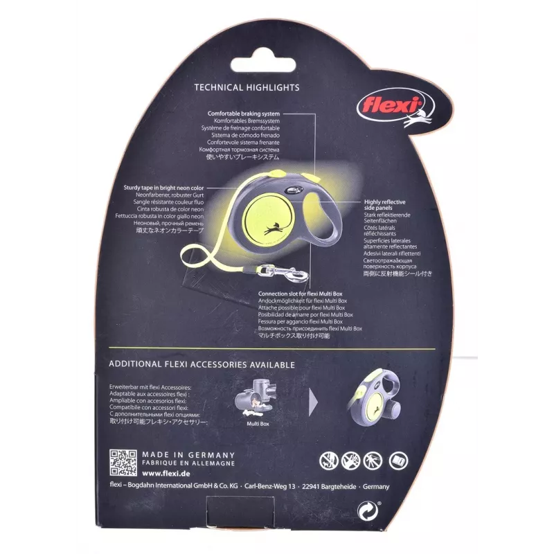 FLEXI nový Neon L – navíjacie vodítko – 5 m