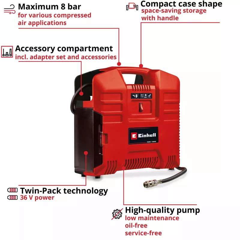 Vzduchový kompresor Einhell TE-AC 36/8 130 l/min 8 bar batéria