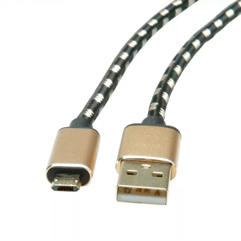 ROLINE 11.02.8819 USB kábel 0,8 m USB 2.0 USB C Micro-USB B čierny - zlatý (11.02.8819)