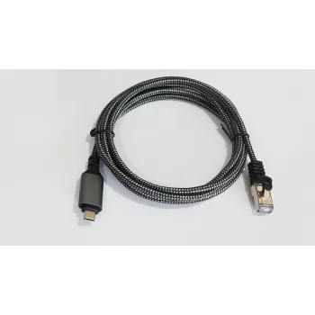 Sieťový kábel AKTBXKS6USBC30B RJ-45 USB-C kábel Cat.6 3m čierny