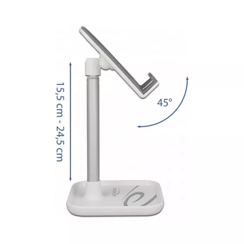 DeLOCK teleskopický stojan na smartphone a tablet s odkladacou plochou, strieborný/biely