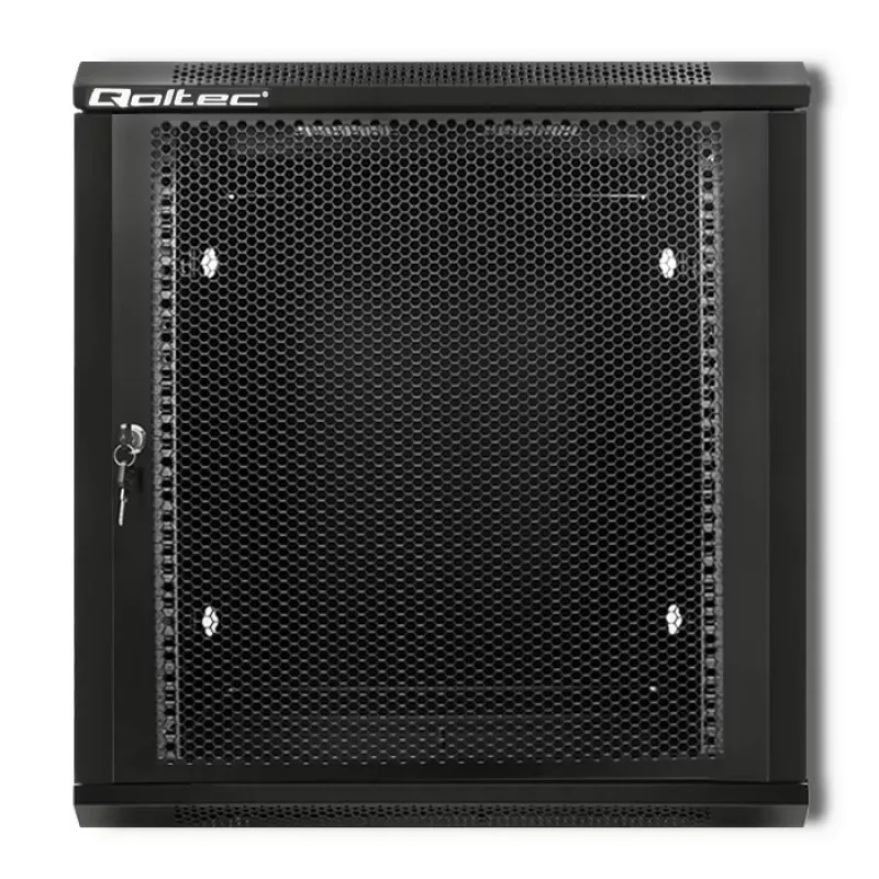 Qoltec 54488 19-palcová nástenná rack skriňa, 12U, 600 x 635 x 450 mm, perforované dvere