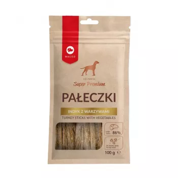 Psie maškrty MACED morčacie tyčinky so zeleninou 100 g – hypoalergénny prírodný pevný snack pre dospelé psy
