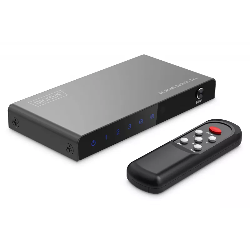 Digitus 4K HDMI switch 3x1 kov čierna 18 Gbit/s