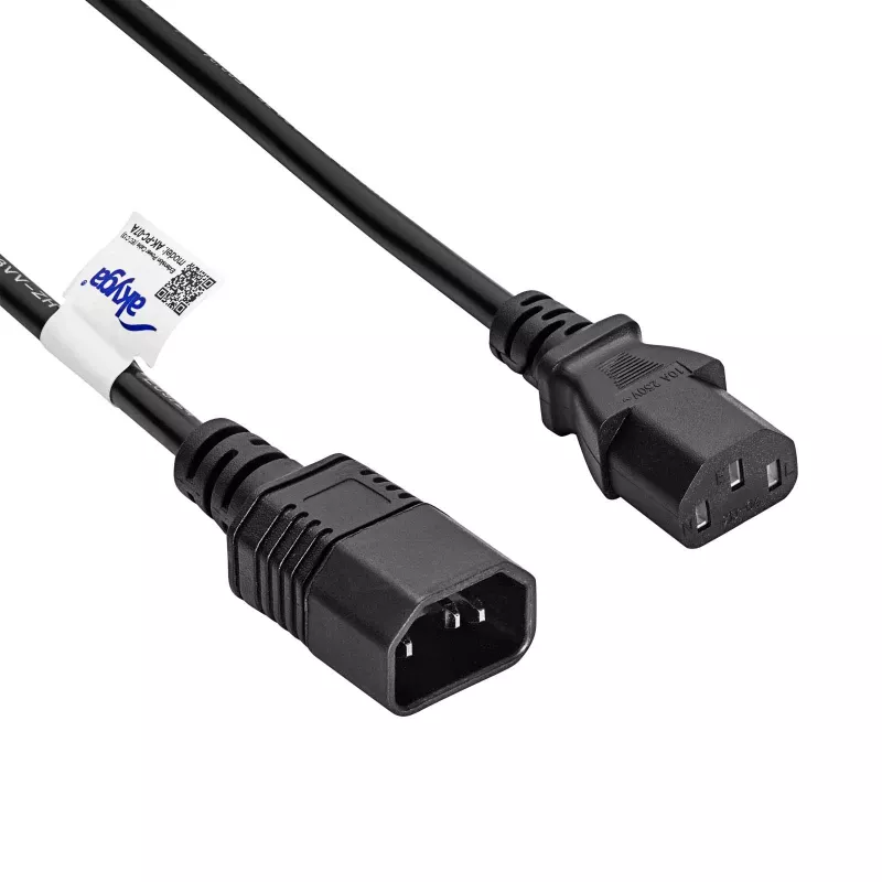 Akyga AK-PC-07A IEC C14 na IEC C13 predlžovací napájací kábel, 3x 0,75 mm², 3 m, čierna