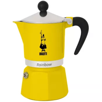 Moka kanvica Bialetti Rainbow čierna/žltá — espreso kanvica z hliníka na sporák, 1 kus