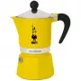 Moka kanvica Bialetti Rainbow čierna/žltá — espreso kanvica z hliníka na sporák, 1 kus
