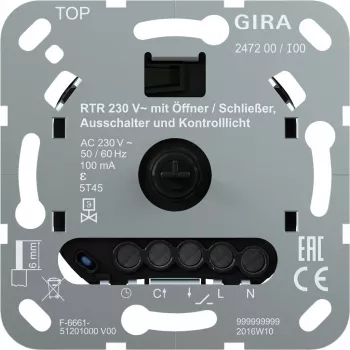 Izbowy termostat Gira 247200, 230 V, otvárací/zatvárací pohon