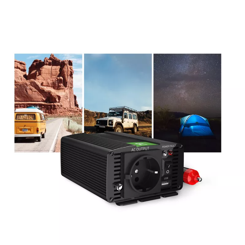 GREEN CELL auto menič napätia 12V na 230V 150W/300W čistý sínus