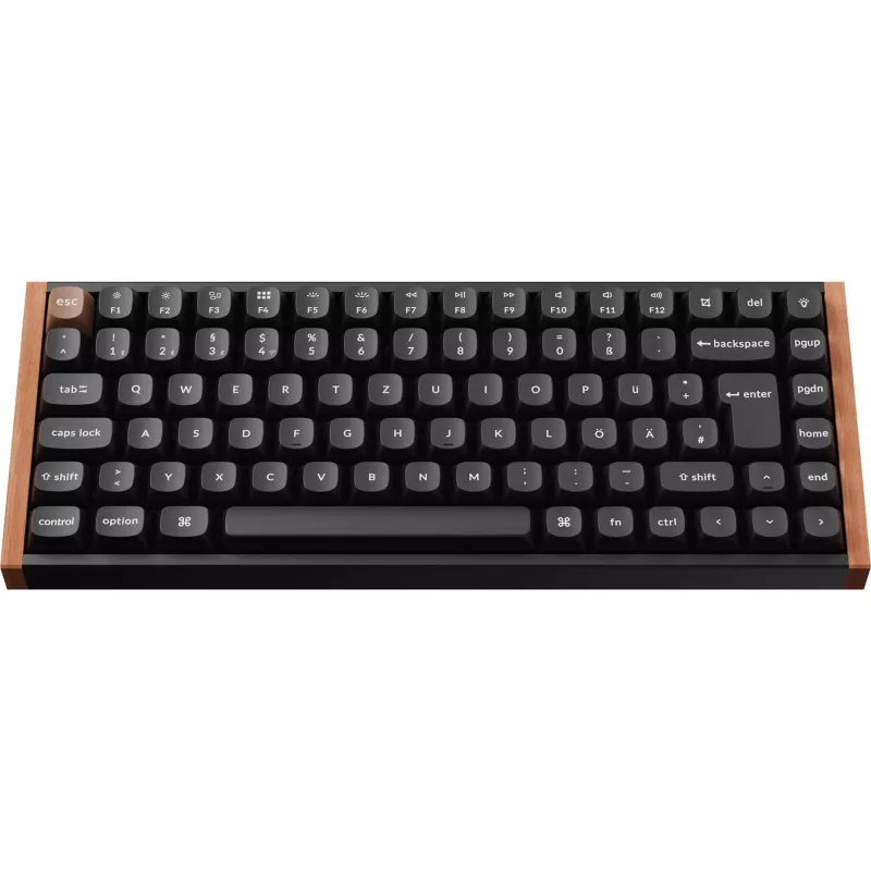 Keychron K2 HE (čierna/drevo, DE-layout, Gateron Double-Rail Magnetic Nebula, hliníkový rám)