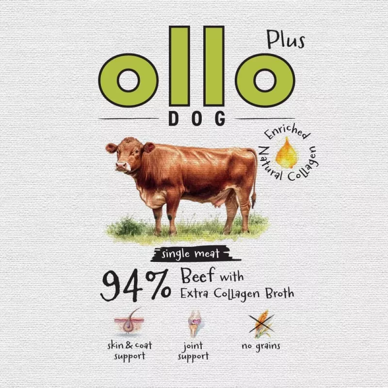 Ollo Plus kolagén hovädzie 400g konzerva mokrého krmiva pre psov