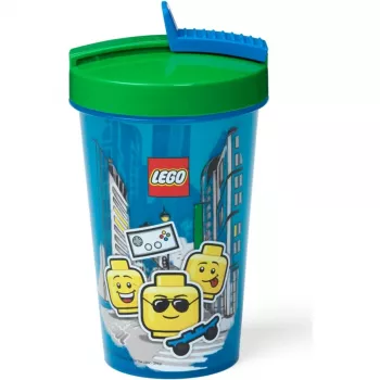 Room Copenhagen LEGO nápojový hrnček so slamkou Iconic Boy svetlomodrý (modrý/zelený, 500 ml)