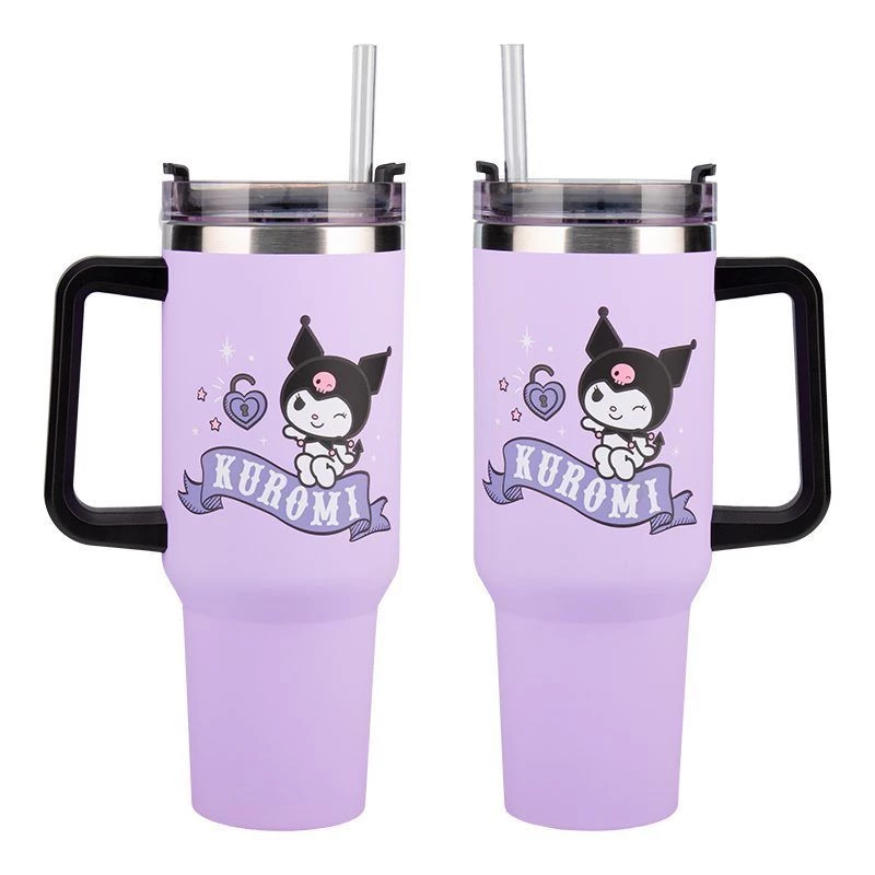 Paladone Hello Kitty Kuromi 900ml izolovaný pohár so slamkou