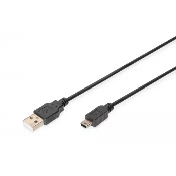 ASM AK-300130-030-S ASSMANN kábel USB 2.0 HighSpeed Canon USB A/miniUSB B (5pin) M/M čierny 3m