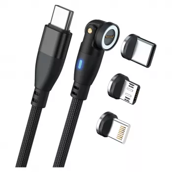 USB kábel RealPower MagneticCharge 100 1m USB-C čierna