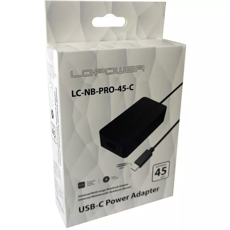 LC Power LC-NB-PRO-45-C - napájací zdroj - AC 110-240 V - 45 Watt - čierny